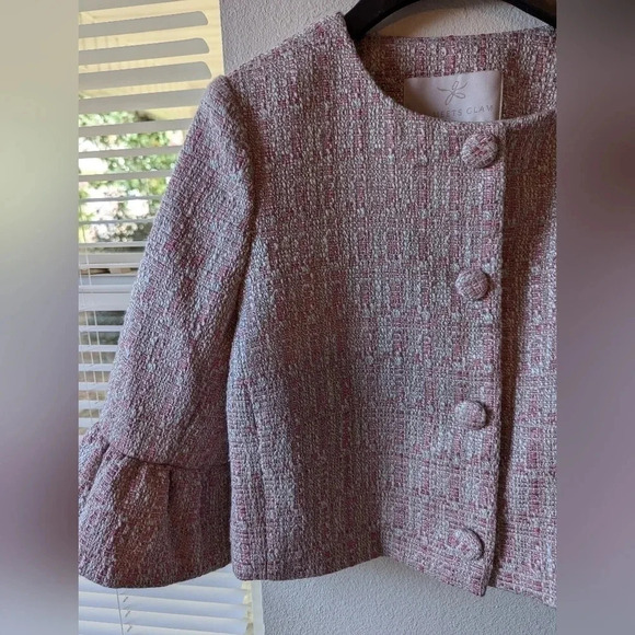 NWT Gal Meets Glam Clarissa Pink Tweed Jacket Small / 6 - Picture 6 of 11